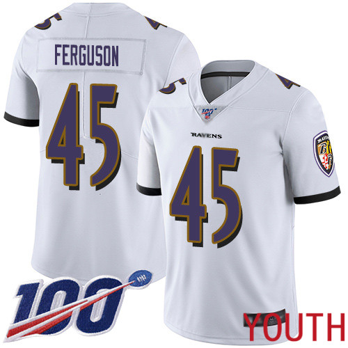 Baltimore Ravens Limited White Youth Jaylon Ferguson Road Jersey NFL Football #45 100th Season Vapor Untouchable